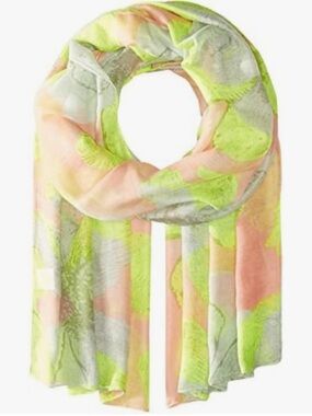 PISTIL MALIBU CITRON COLORWAY LIGHTWEIGHT FINISHED EDGES FLORAL PRINT SCARF O/S